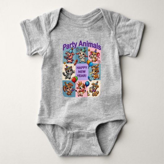 Feestdieren "Gelukkig Nieuwjaar" Romper (Voorkant)