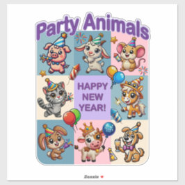 Feestdieren "Gelukkig Nieuwjaar" Sticker