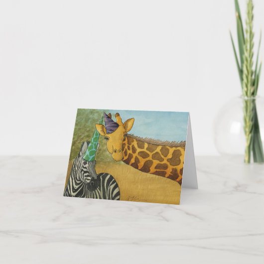 Feestdieren: Giraffe/Zebra Kaart 4"x5.6" (Voorkant)