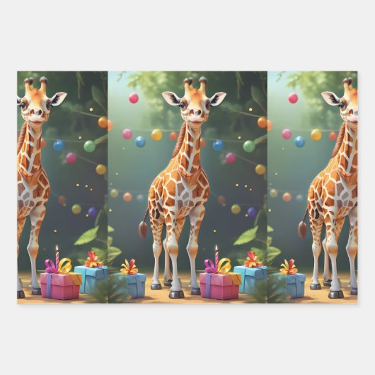 Feestdieren: Giraffes | Inpakpapier Vel (Voorkant 3)