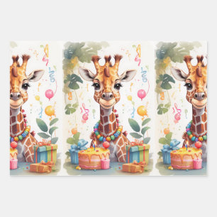 Feestdieren: Giraffes   Inpakpapier Vel