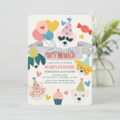 Feestdieren Honden & Kattenballonnen Verjaardag Kaart (Staand voorkant)