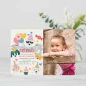 Feestdieren Honden & Kattenballonnen Verjaardagsfo Kaart (Staand voorkant)