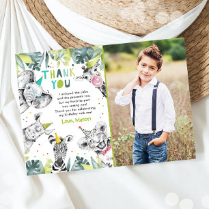Feestdieren Jongen Safari Dieren Bedankkaart Kaart