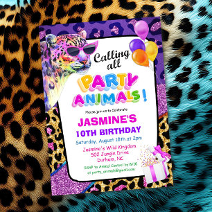 Feestdieren Jungle Zoo Verjaardagsuitnodiging Meis Kaart