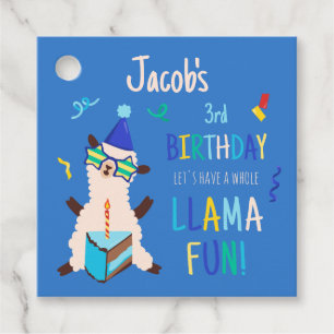 Feestdieren Lama Verjaardagsjongens Blauw Bedankjes Labels