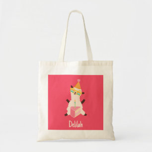 Feestdieren Lama Verjaardagsmeisjes Roze Tote Bag