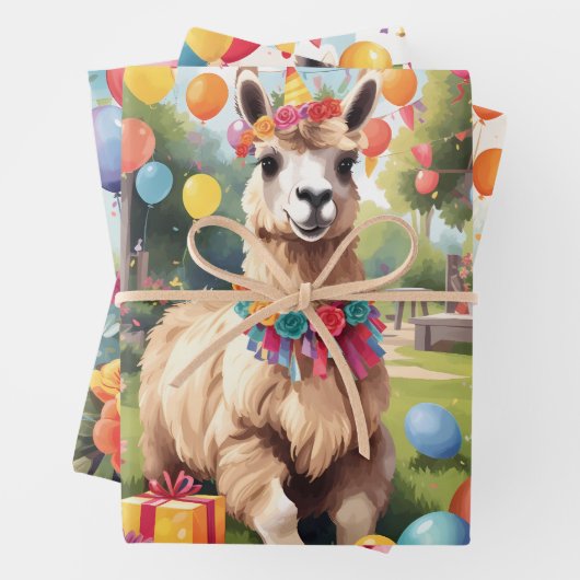 Feestdieren: Llamas v1 | Inpakpapier Vel (In situ)