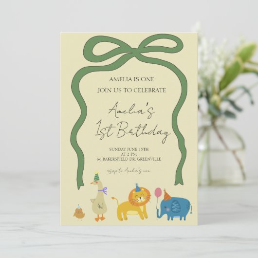 Feestdieren Meisjes Verjaardag Kaart (Staand voorkant)