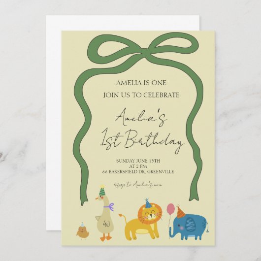 Feestdieren Meisjes Verjaardag Kaart (Voorkant / Achterkant)