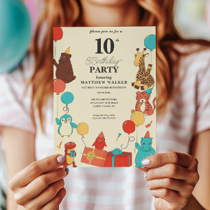 Feestdieren met hoeden en ballonnen Kinderverjaard Kaart