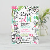 Feestdieren, Oerwoud Safari 1e Verjaardag Kaart (Staand voorkant)