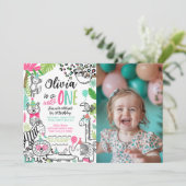 Feestdieren, Oerwoud Safari 1e Verjaardag Kaart (Staand voorkant)