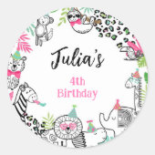 Feestdieren, Oerwoud Safari Ronde Sticker (Voorkant)