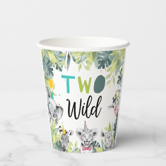 Feestdieren Safari Twee Wilde Jongen Verjaardagsfe Papieren Bekers (Achterkant)