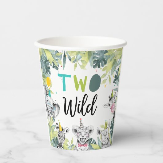 Feestdieren Safari Twee Wilde Jongen Verjaardagsfe Papieren Bekers (Voorkant)