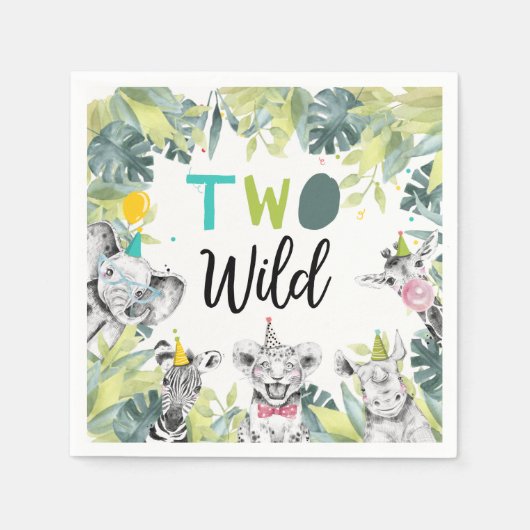 Feestdieren Safari Twee Wilde Jongen Verjaardagsfe Servet (Voorkant)