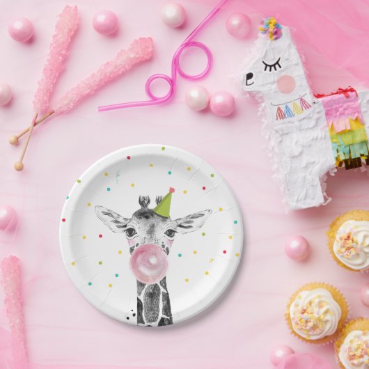 Feestdieren Safari Wild One Giraffe Zoo Birthday Papieren Bordje (Feest)