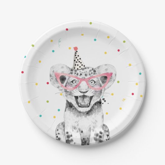 Feestdieren Safari Wild One Tiger Zoo Birthday Papieren Bordje (Voorkant)