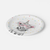 Feestdieren Safari Wild One Tiger Zoo Birthday Papieren Bordje (Gekanteld)