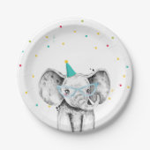 Feestdieren Safari Wilde olifant dierentuin Birthd Papieren Bordje (Voorkant)