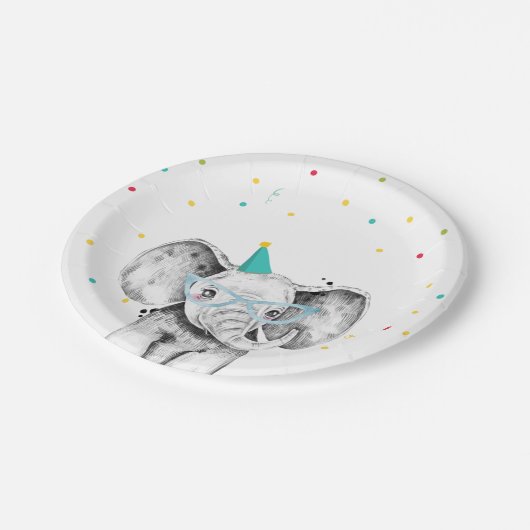 Feestdieren Safari Wilde olifant dierentuin Birthd Papieren Bordje (Gekanteld)