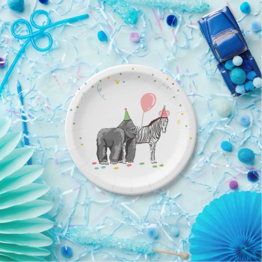 Feestdieren Safari Zoo Party Girl Wild Birthday Papieren Bordje (Feest)