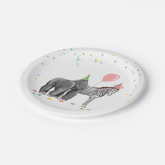 Feestdieren Safari Zoo Party Girl Wild Birthday Papieren Bordje (Gekanteld)