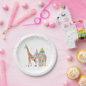 Feestdieren Safari Zoo Party Girl Wild Birthday Papieren Bordje (Feest)