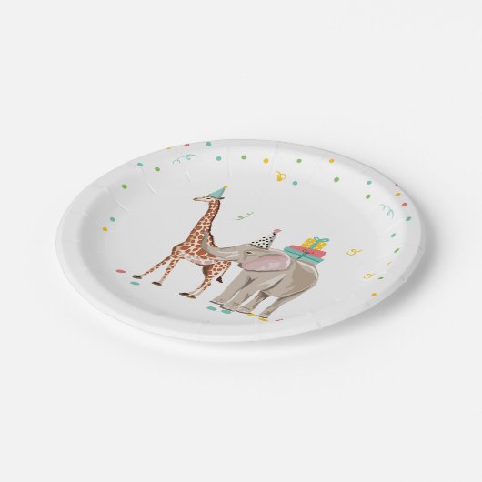 Feestdieren Safari Zoo Party Girl Wild Birthday Papieren Bordje (Gekanteld)