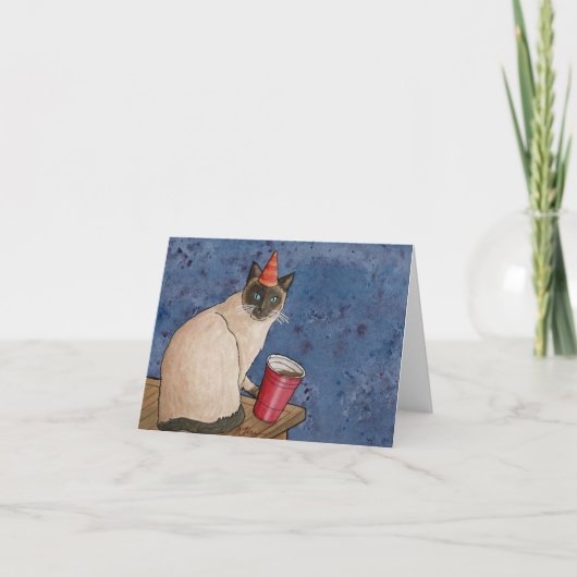 Feestdieren: Siamese Cat Kaart 4"x5.6" (Voorkant)
