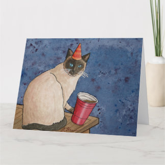 Feestdieren: Siamese Cat Kaart 8.5 "x11"