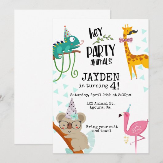 Feestdieren, Verjaardag van de kinderen, Dierenfee Save The Date (Voorkant / Achterkant)