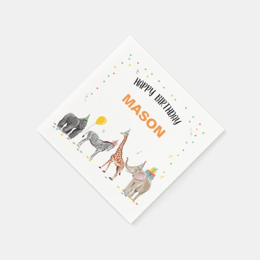 Feestdieren Wild One Zoo Oerwoud Boy Verjaardag Servet (Hoek)