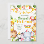 Feestdieren Wild Safari Kids Verjaardag Kaart (Voorkant)