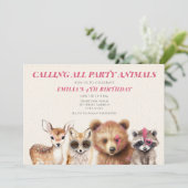 Feestdieren Woodland Festival Verjaardagsfeest Kaart (Staand voorkant)