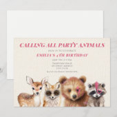 Feestdieren Woodland Festival Verjaardagsfeest Kaart (Voorkant / Achterkant)
