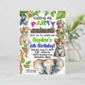 Feestdieren Zoo Aap Verjaardag Uitnodigingen (Staand voorkant)