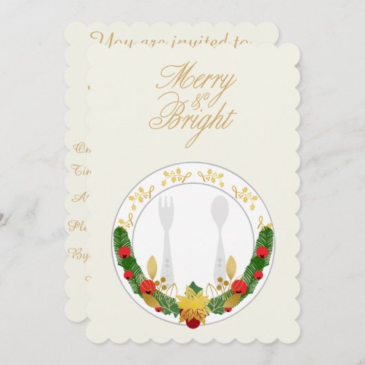  feestdroog en helder kerstdiner kaart (Voorkant / Achterkant)