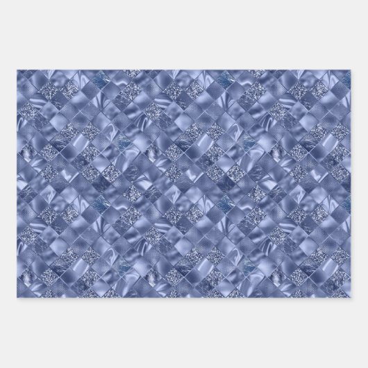 feestelegant blauw gevlekt kerstpatroon inpakpapier vel (Voorkant 2)