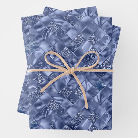 feestelegant blauw gevlekt kerstpatroon inpakpapier vel (In situ)