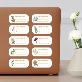 Feestelijk 10 pc Gold Christmas Botanical Gift Lab Sticker