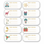 Feestelijk 10 pc Gold Christmas Botanical Gift Lab Sticker (Voorkant)