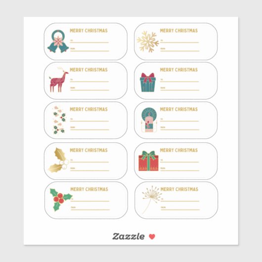 Feestelijk 10 pc Gold Christmas Botanical Gift Lab Sticker (Vel)