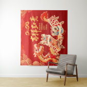 Feestelijk 2024 Draak Chinese Maan Nieuwjaar Party Wandkleed (In situ)