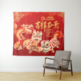 Feestelijk 2024 Draak Chinese Maan Nieuwjaar Party Wandkleed