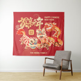 Feestelijk 2024 Draak Chinese Maan Nieuwjaar Party Wandkleed