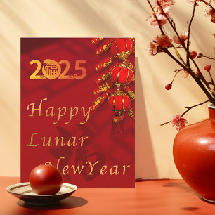Feestelijk 2025 Lantaarn & Zegeningen Lunar Nieuwj Feestdagenkaart