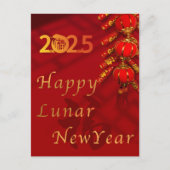 Feestelijk 2025 Lantaarn & Zegeningen Lunar Nieuwj Feestdagenkaart (Voorkant)