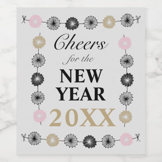 Feestelijk 2025 Proost op het nieuwe jaar Wijn Etiket (Enkel label)